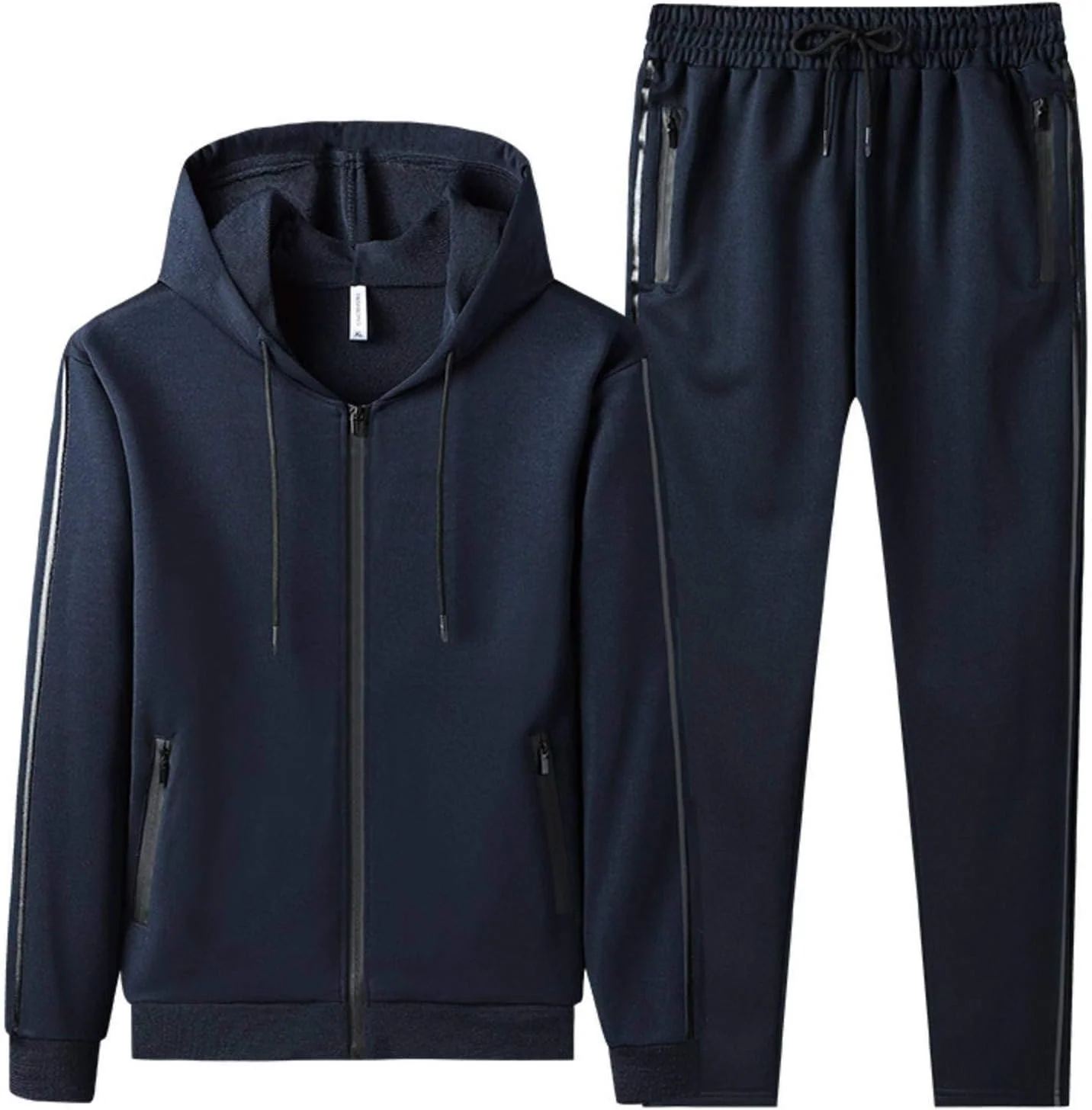 ست لباس ورزشی مردانه بهاره NC، مناسب استایل خیابانی، شامل هودی، ژاکت زیپ‌دار و شلوار ورزشی دو تکه