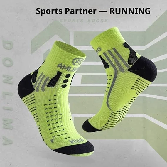 NALACAL 3 جفت جوراب ورزشی مردانه (سایز 37-44)، جوراب ساق بلند ضخیم و بالشتکی - ضد لغزش برای دویدن، پیاده روی، فوتبال، بسکتبال و ورزش های فضای باز - جوراب های رطوبت گیر