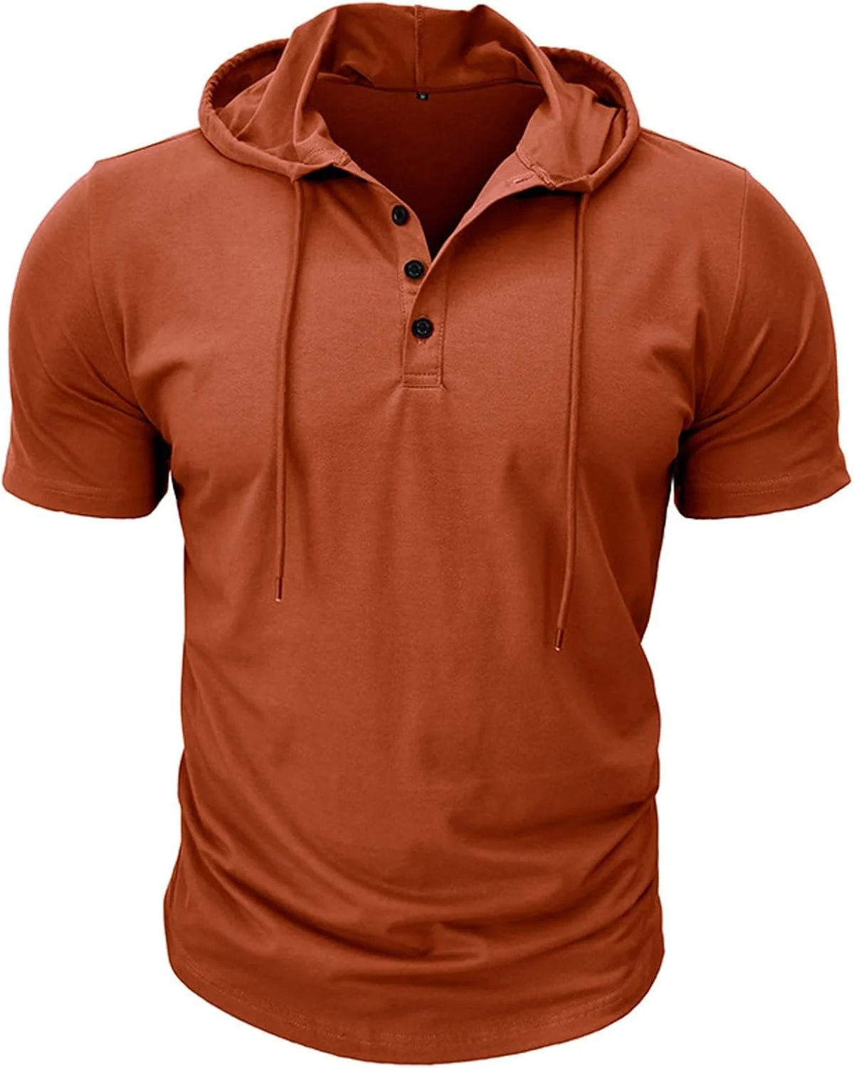 هودی آستین کوتاه مردانه مناسب ورزش و فضای باز، رنگ خالص، آزاد و تنفس پذیر