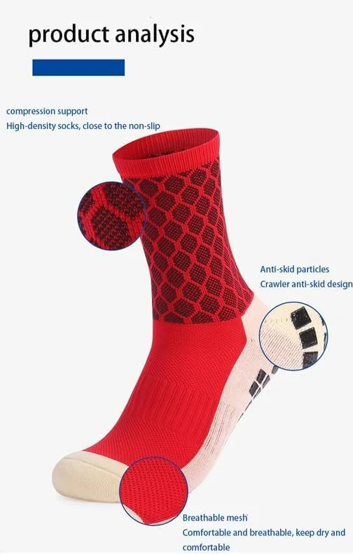 NALACAL جوراب ورزشی مچی ضد لغزش، جوراب فوتبال با پدهای ضد لغزش برای فوتبال جوانان و بزرگسالان، جوراب مردانه برای فوتبال، بسکتبال، هاکی، یوگا (6 جفت)