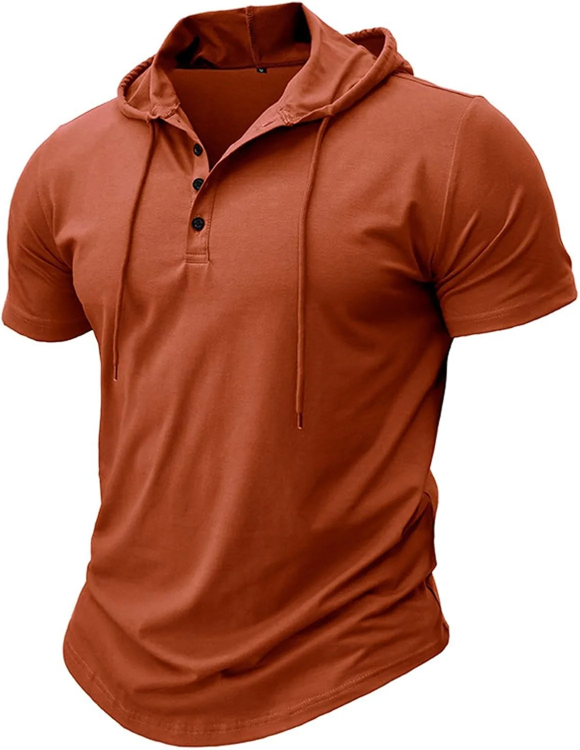 هودی آستین کوتاه مردانه مناسب ورزش و فضای باز، رنگ خالص، آزاد و تنفس پذیر