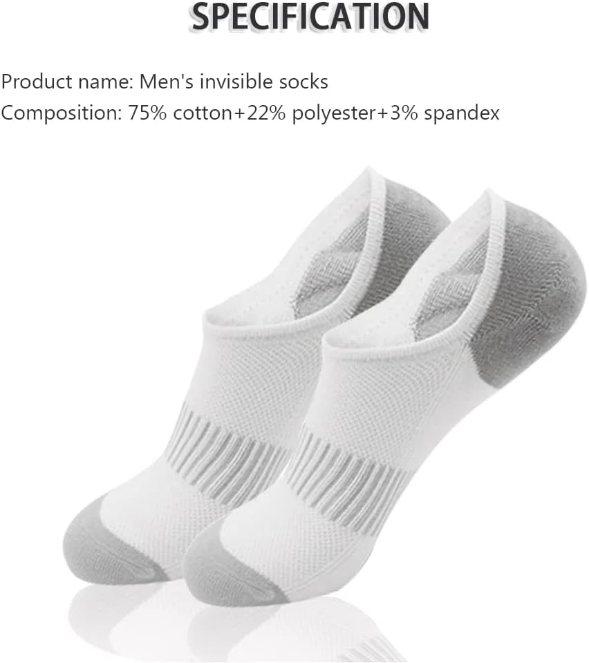 جوراب مچی مردانه، مناسب بهار و تابستان، جوراب ورزشی نخی، آستر نامرئی، غیر لغزنده، 6 جفت