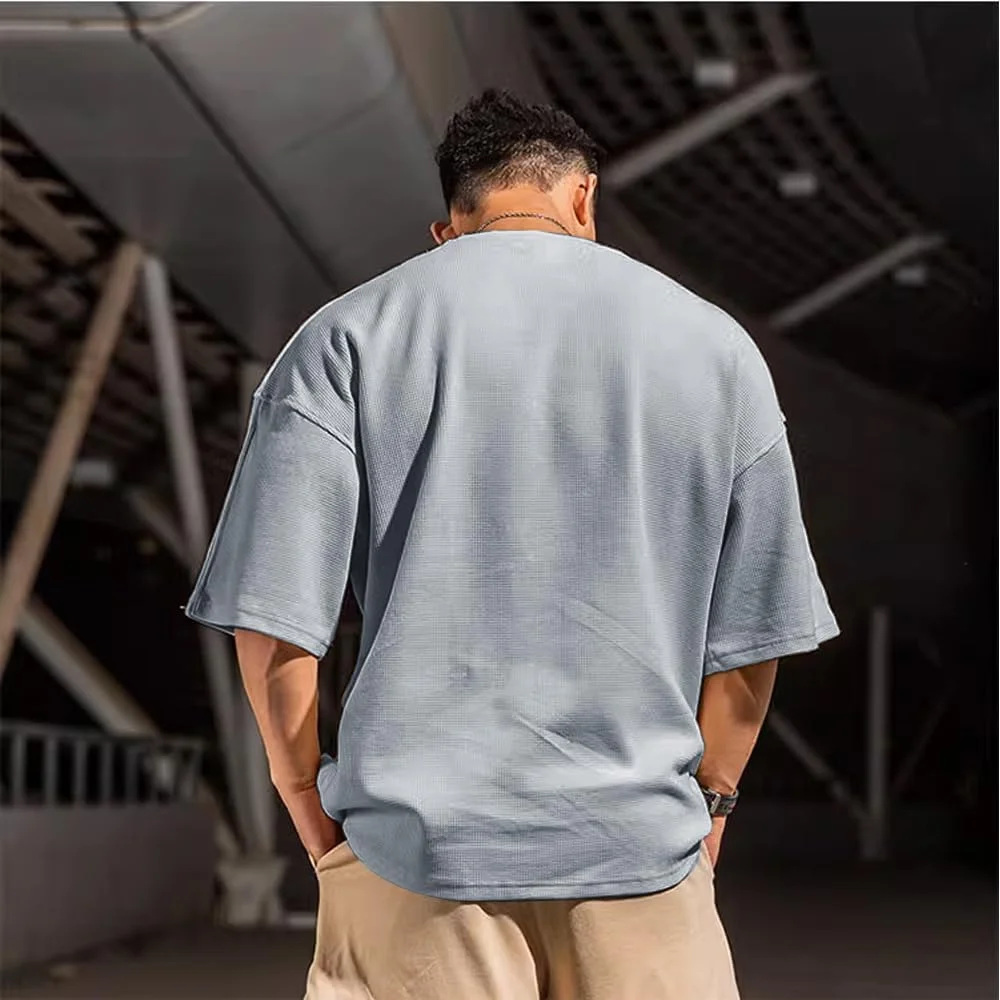 تی‌شرت آستین بلند مردانه، مدل بافت وافل، مناسب تمرین و استفاده روزمره