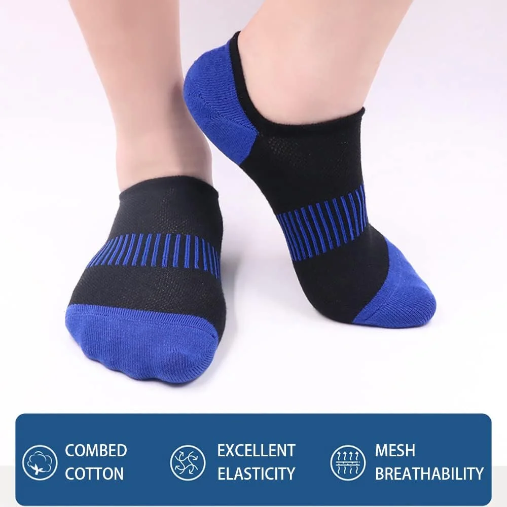 جوراب مچی مردانه، مناسب بهار و تابستان، جوراب ورزشی نخی، آستر نامرئی، غیر لغزنده، 6 جفت