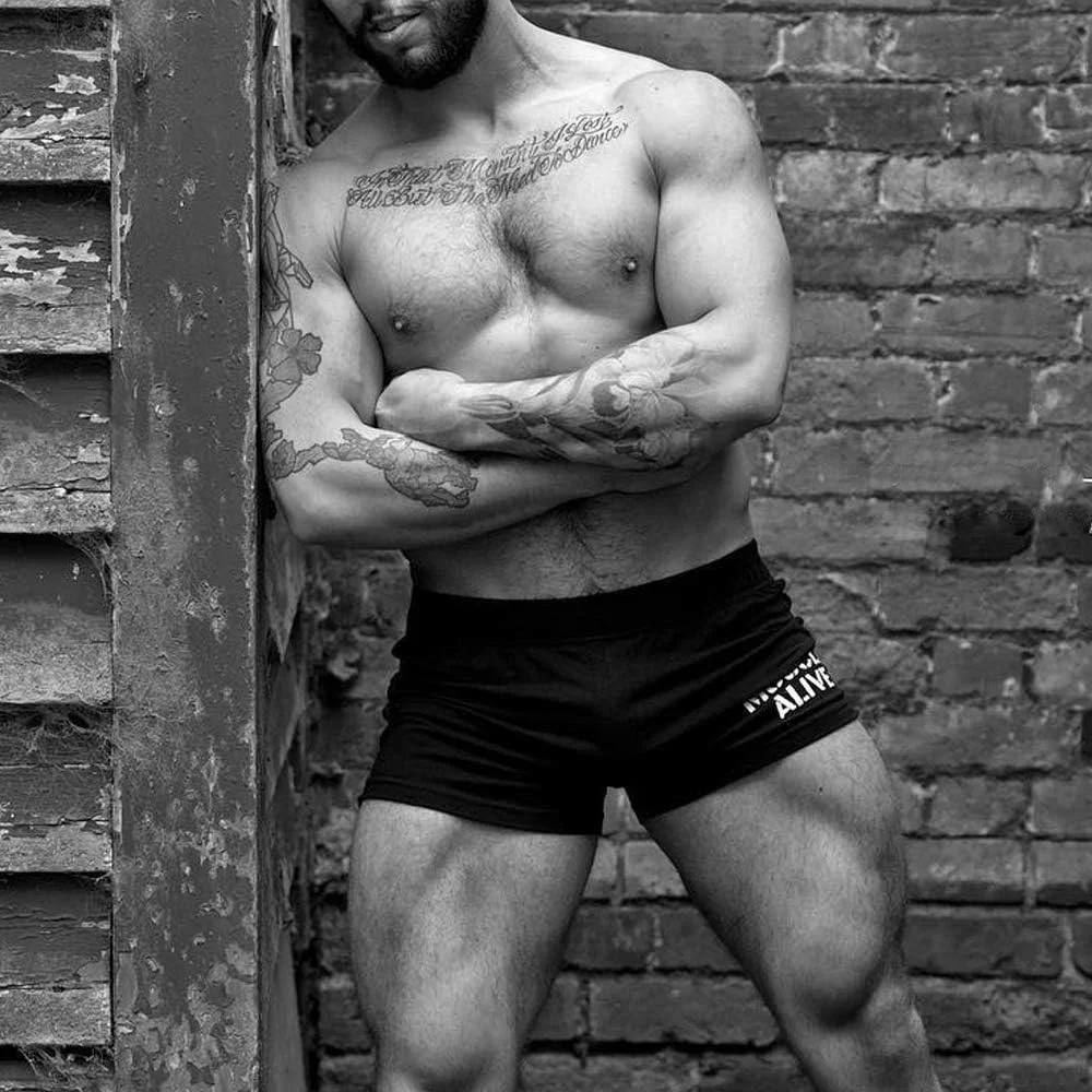 شلوارک ورزشی مردانه Muscle Alive مناسب باشگاه، بدنسازی و تمرین، شلوارک کتان 3 اینچی