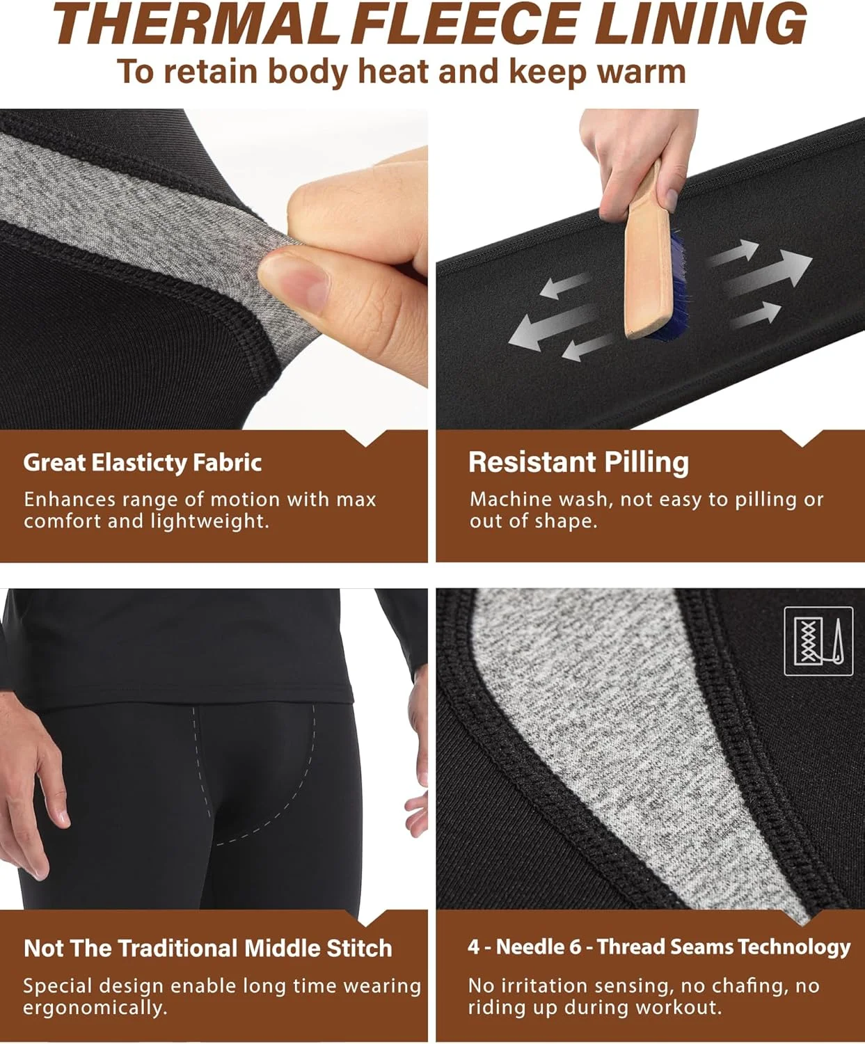 ست زیرپوش و شلوار حرارتی مردانه Muezna لایه زیرین با آستر پشمی نرم