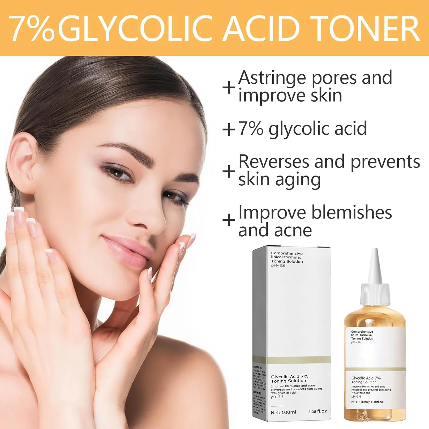 تونر اسید گلیکولیک، محلول لایه بردار اسید گلیکولیک 7%، سرم مرطوب کننده اسید گلیکولیک 100 میلی لیتری برای مراقبت از صورت، لک ها، آکنه - مرطوب کننده و مغذی برای داشتن پوستی شاداب تر