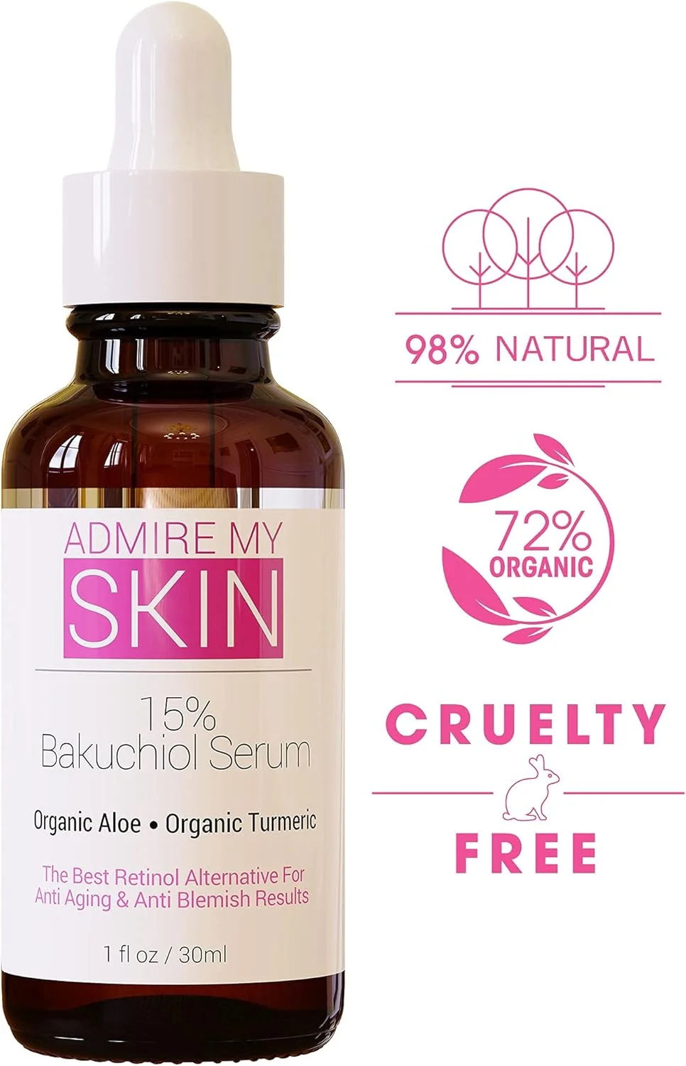 سرم باکوچیول ۱۵%، جایگزین طبیعی سرم رتینول برای صورت – سرم صورت ضد لک و ضد پیری حاوی آلوئه ارگانیک + زردچوبه، سرم آنتی اکسیدان فوق العاده قوی برای پوستی جوان و درخشان