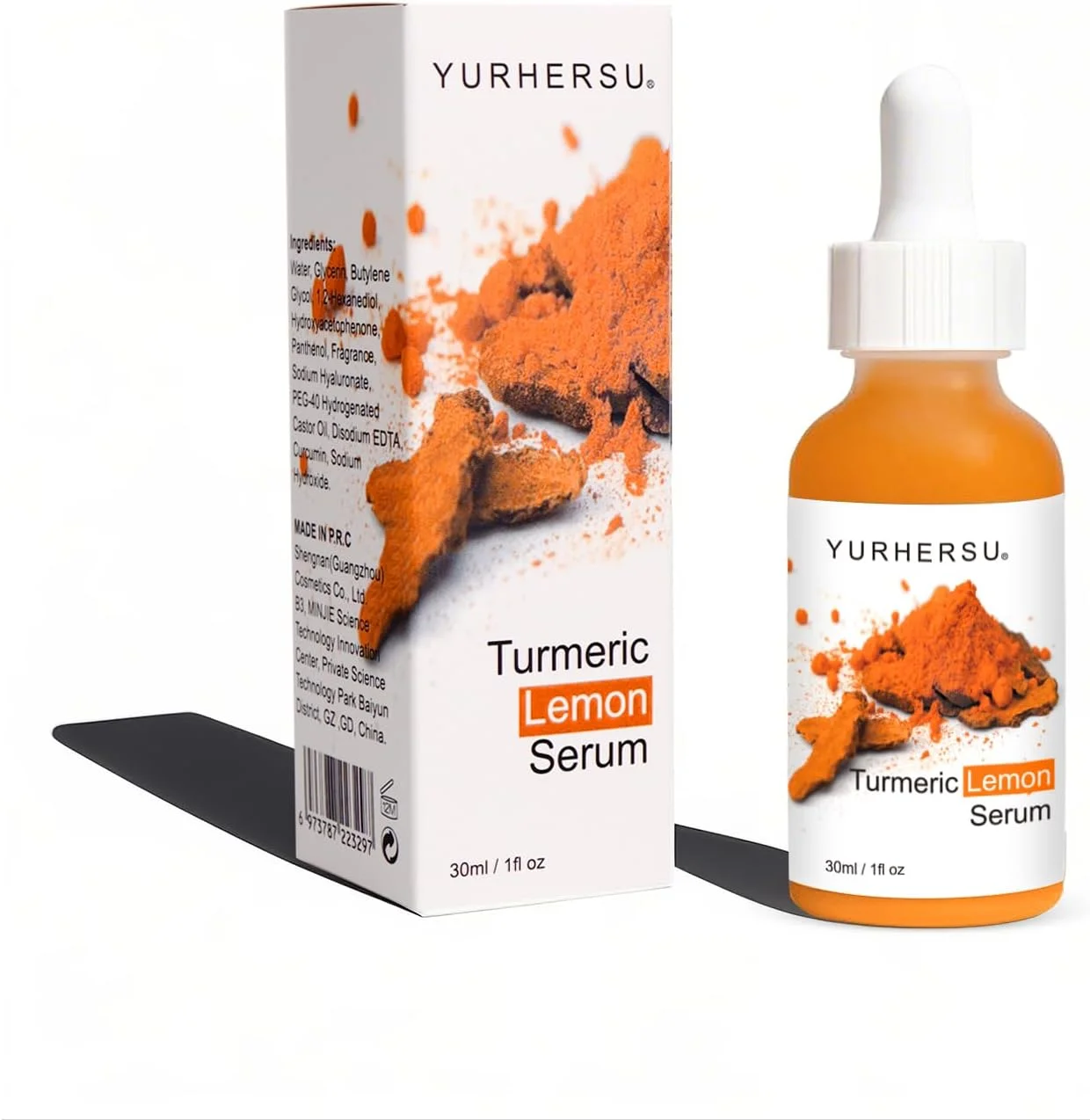 سرم صورت ویتامین C زردچوبه - درمان روشن کننده صورت با ویتامین C، E و فرولیک اسید برای محو کردن لکه های تیره و حلقه ها، یکنواخت کردن رنگ پوست و بازگرداندن درخشندگی برای پوستی درخشان و جوان