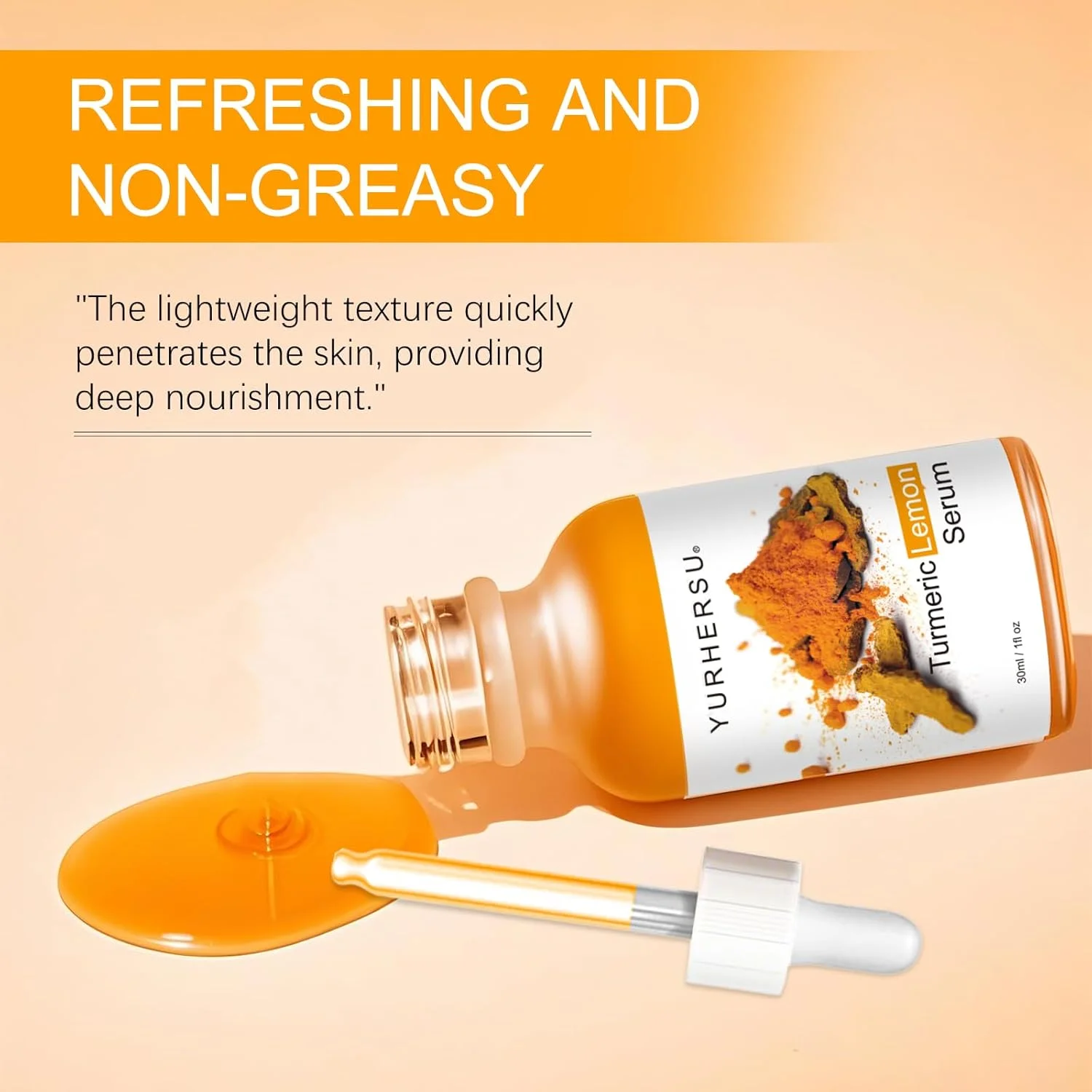 سرم صورت ویتامین C زردچوبه - درمان روشن کننده صورت با ویتامین C، E و فرولیک اسید برای محو کردن لکه های تیره و حلقه ها، یکنواخت کردن رنگ پوست و بازگرداندن درخشندگی برای پوستی درخشان و جوان