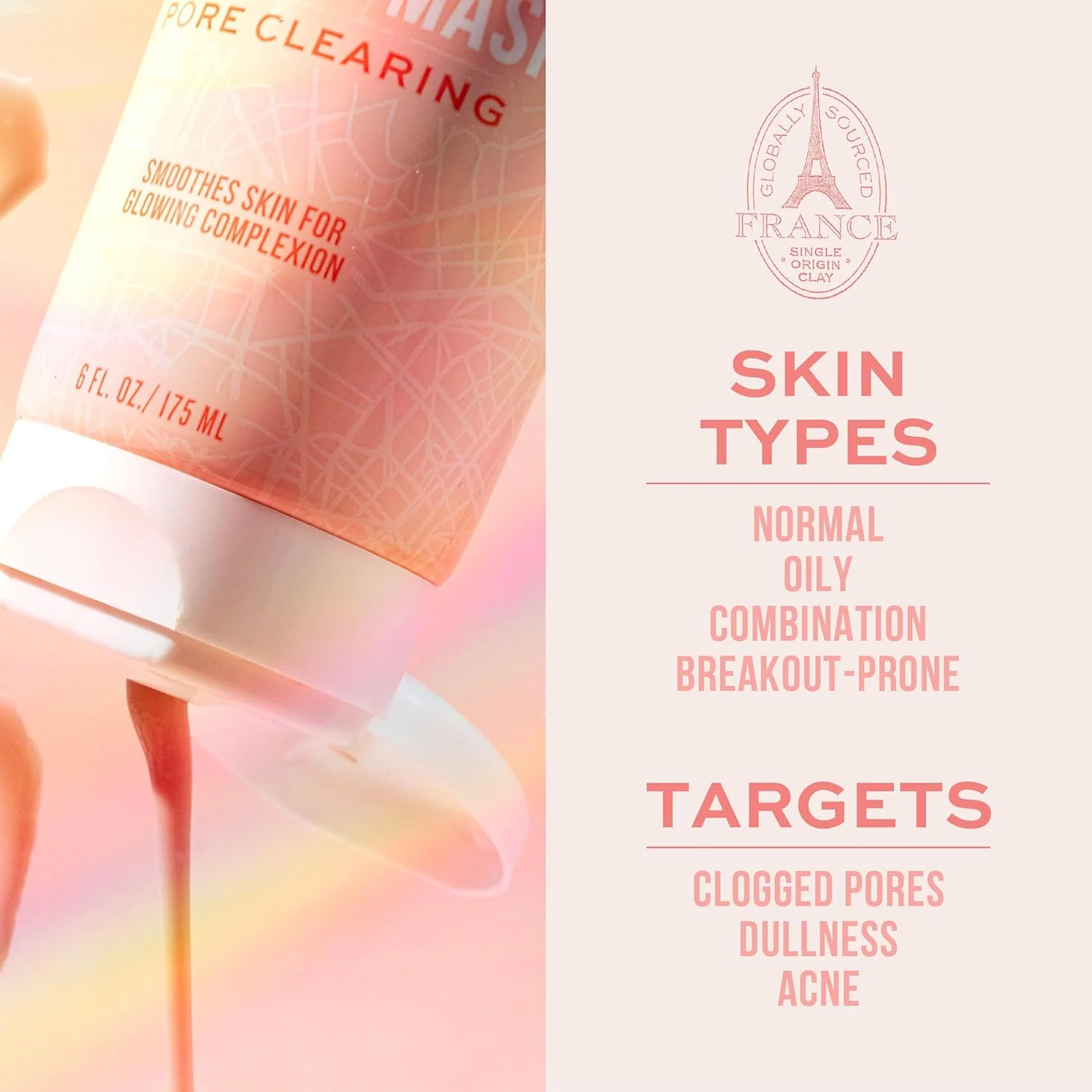 ماسک پیل آف خاک رس صورتی فرانسوی فریمن 175 میلی لیتر