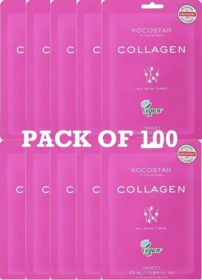ماسک صورت ورقه‌ای کلاژن گیاهی کره‌ای کوکواستار | بسته 100 عددی | 25 میلی‌لیتر | درمان سفت کننده و آبرسان برای پوست احیا شده