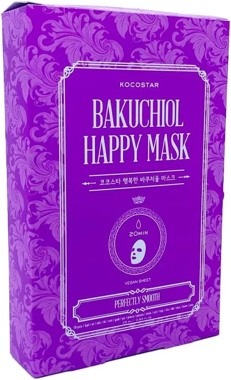 ماسک صورت ورقه‌ای باکوچیول کوکواستار کره‌ای | بسته 10 عددی | 23 میلی‌لیتر | 20 دقیقه درمان برای آبرسانی و رطوبت‌رسانی عمیق
