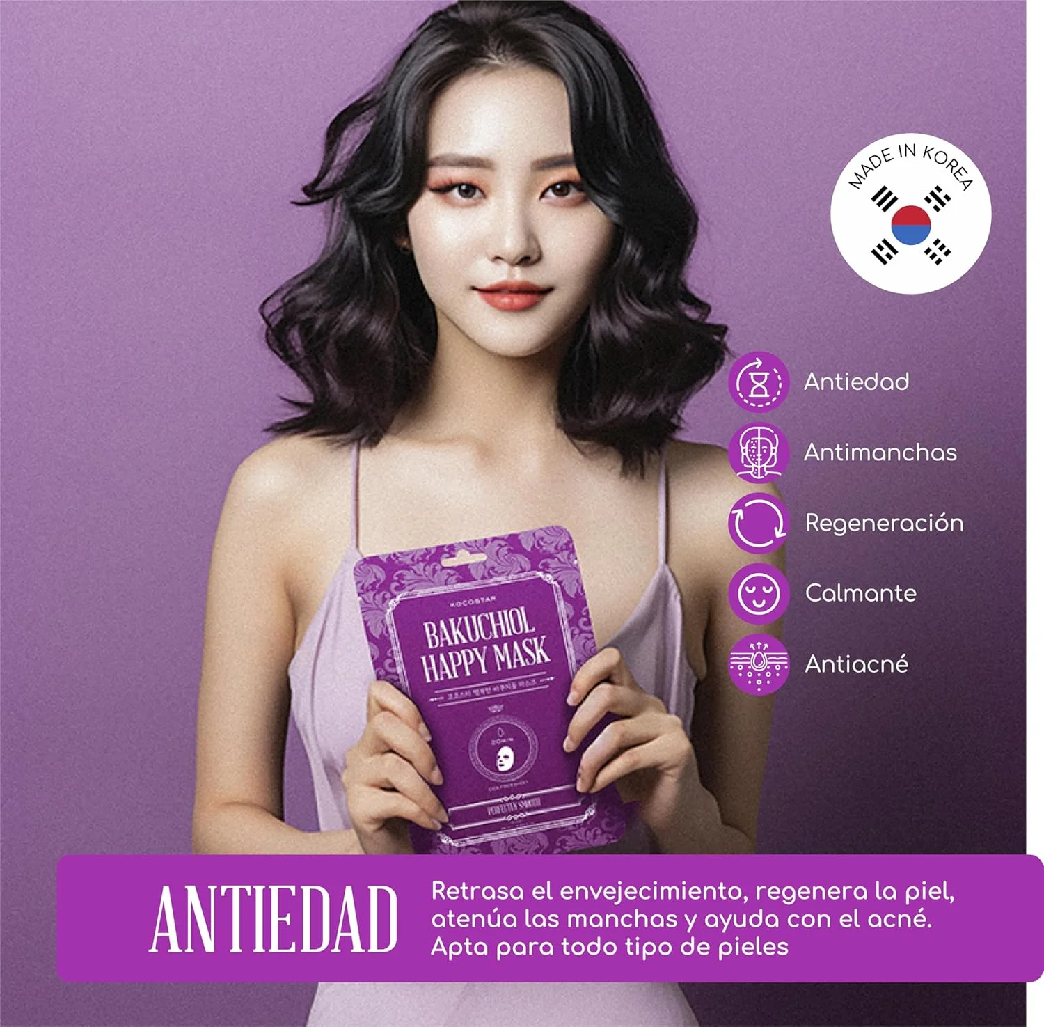 ماسک صورت ورقه‌ای باکوچیول کوکواستار کره‌ای | بسته 10 عددی | 23 میلی‌لیتر | 20 دقیقه درمان برای آبرسانی و رطوبت‌رسانی عمیق