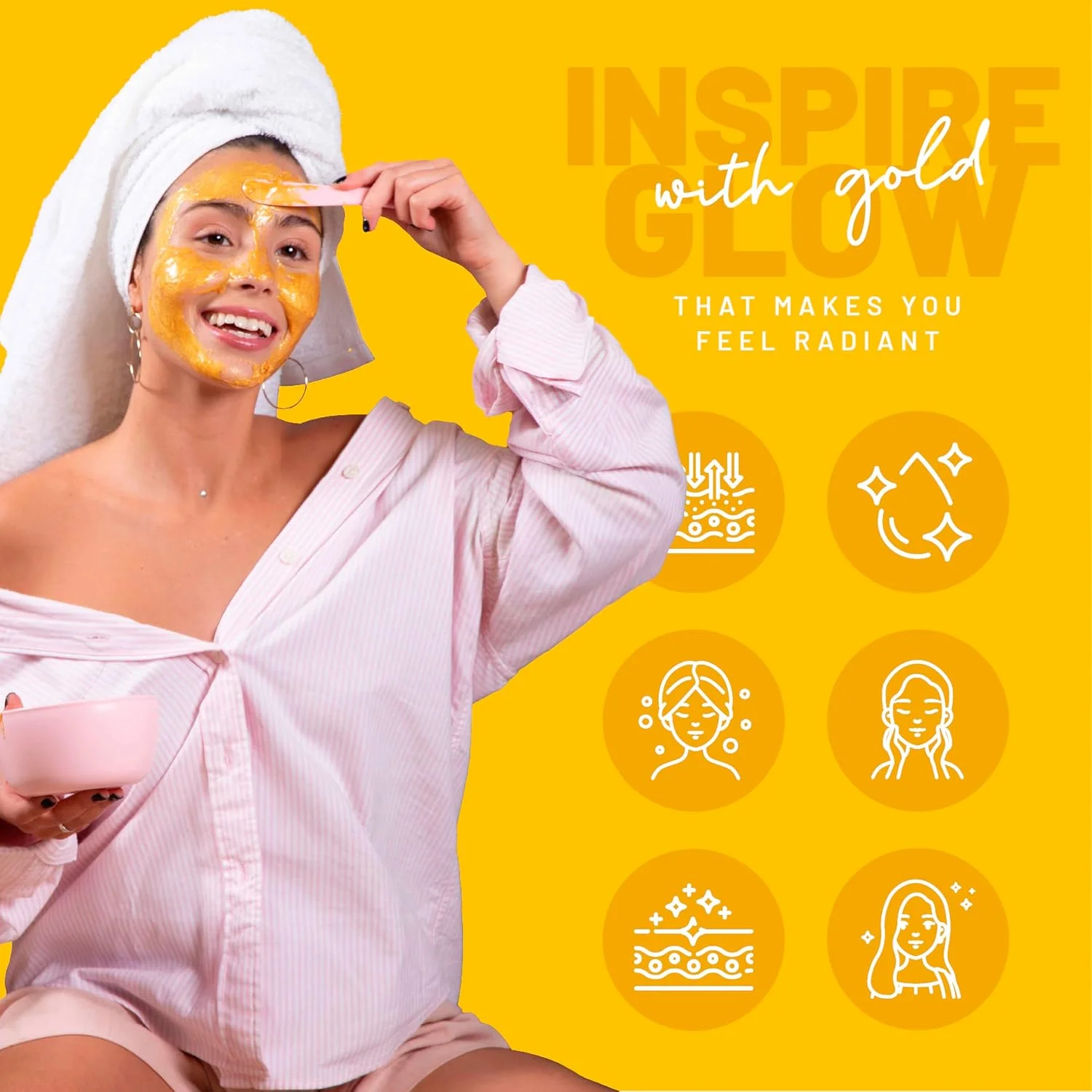 ماسک ژله ای لایه بردار طلای 24K برون برای مراقبت از صورت - یک ماسک لاستیکی 680 میلی لیتری برای 30 تا 35 بار استفاده - یک ماسک ژل مرطوب کننده مراقبت از پوست مناسب برای آقایان، بانوان و بزرگسالان