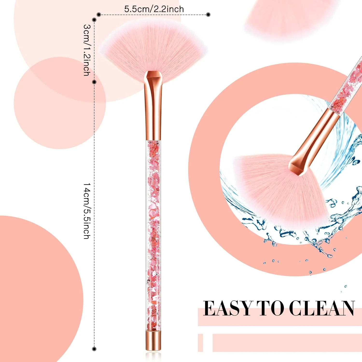 ست ۱۲ عددی براش ماسک صورت Nuenen با دسته اکلیلی شناور، براش های بادبزنی آرایشی برای صورت، براش نرم ماسک صورت، ابزار کاربردی ماسک صورت به همراه کیف (صورتی)