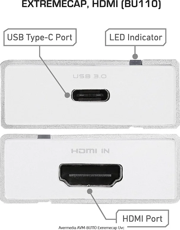 AVerMedia ExtremeCap، کارت کپچر HDMI به USB 3.0، ضبط، استریم و تبدیل ویدیوی Full HD غیر فشرده با کیفیت 1080p60، بدون نیاز به درایور، ایده آل برای کنفرانس ویدیویی، استریم رویدادهای زنده، BU110 | 61BU110 AVerMedia ExtremeCap، کارت کپچر HDMI به USB 3.0، ضبط، استریم و تبدیل ویدیوی Full HD غیر فشرده با کیفیت 1080p60، بدون نیاز به درایور، ایده آل برای کنفرانس ویدیویی، استریم رویدادهای زنده، BU110 | 61BU110