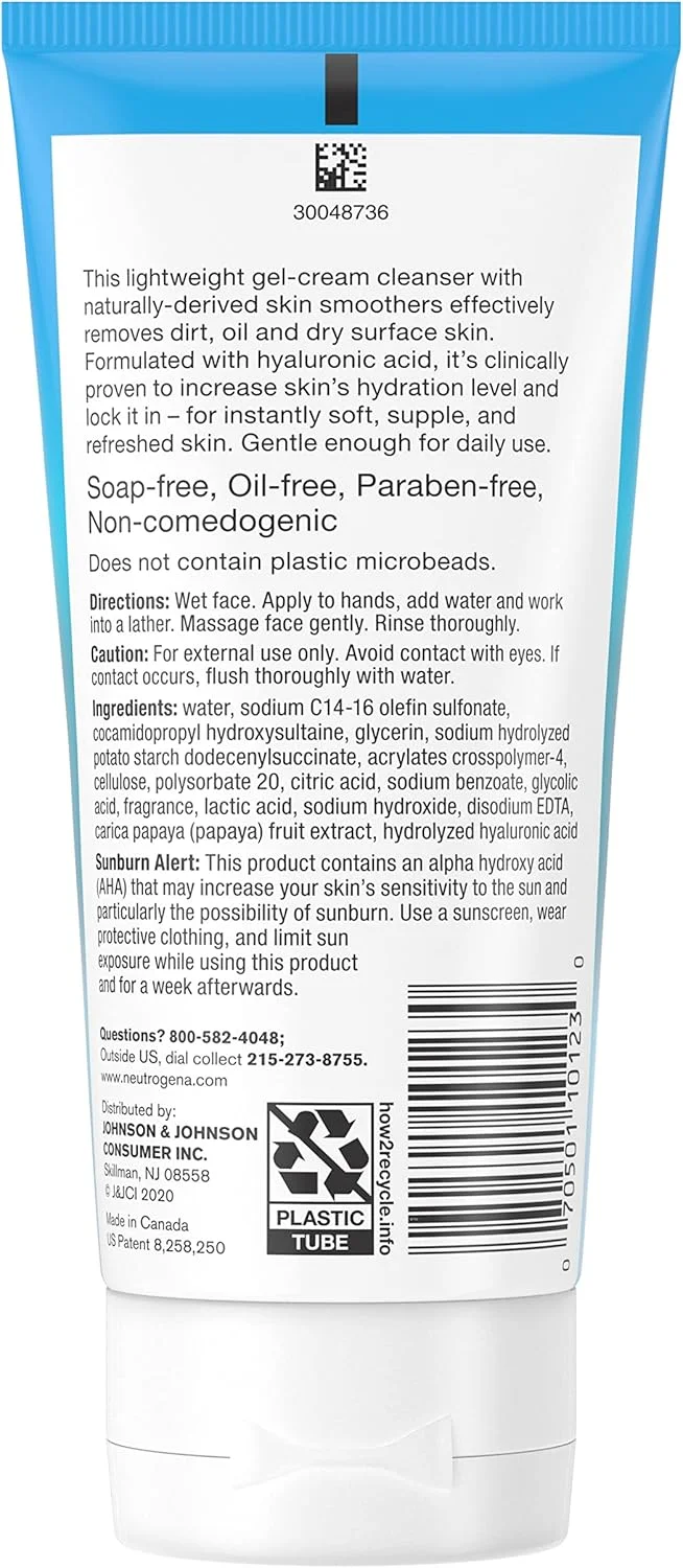شوینده ملایم لایه بردار روزانه صورت نوتروژینا Hydro Boost حاوی هیالورونیک اسید، از نظر بالینی ثابت شده است که سطح آبرسانی پوست را افزایش می دهد، غیر کومدون زا، فاقد روغن، صابون و پارابن، 147 میلی لیتر، بسته 3 عددی