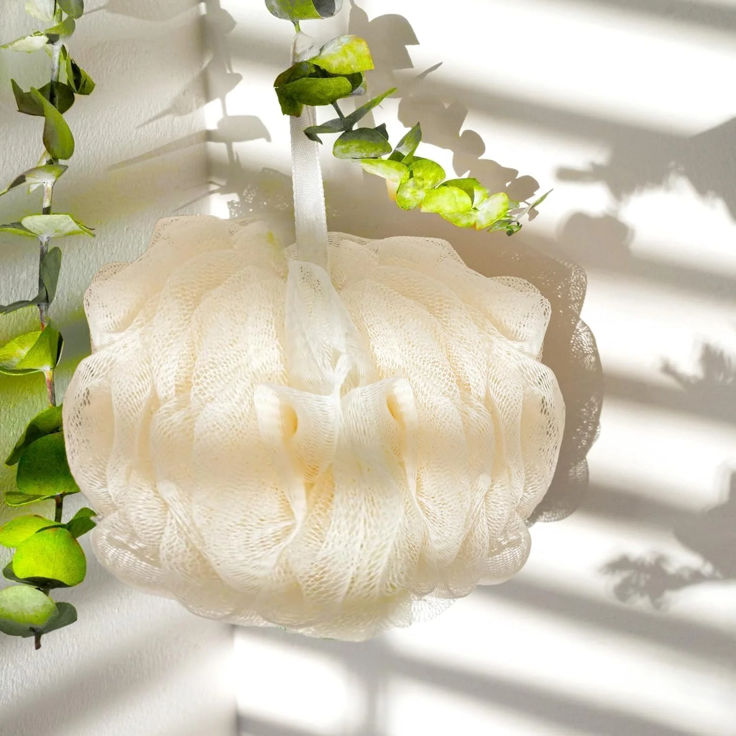 اسفنج صابون حمام نالاکال، 2 در 1، پوف توری دوش بدن، اسفنج لوفا لایه بردار، توپ دوش صابونی بند دار برای مردان، زنان، لوازم حمام، زبری ملایم