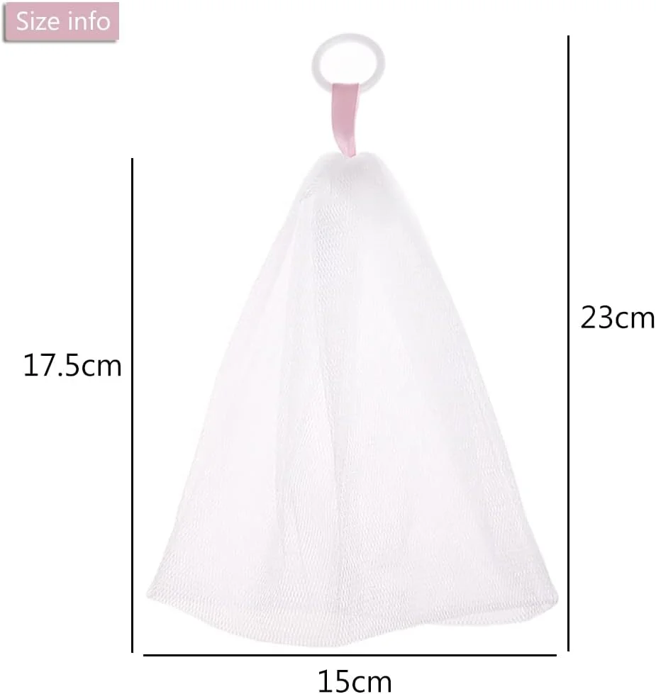 تور فوم ساز برای شستشوی صورت، تور فوم ساز لایه بردار، کیسه نگهداری صابون توری، تور حباب ساز دو لایه برای پاکسازی عمیق صورت و بدن، ایجاد آسان حباب (3 عدد)