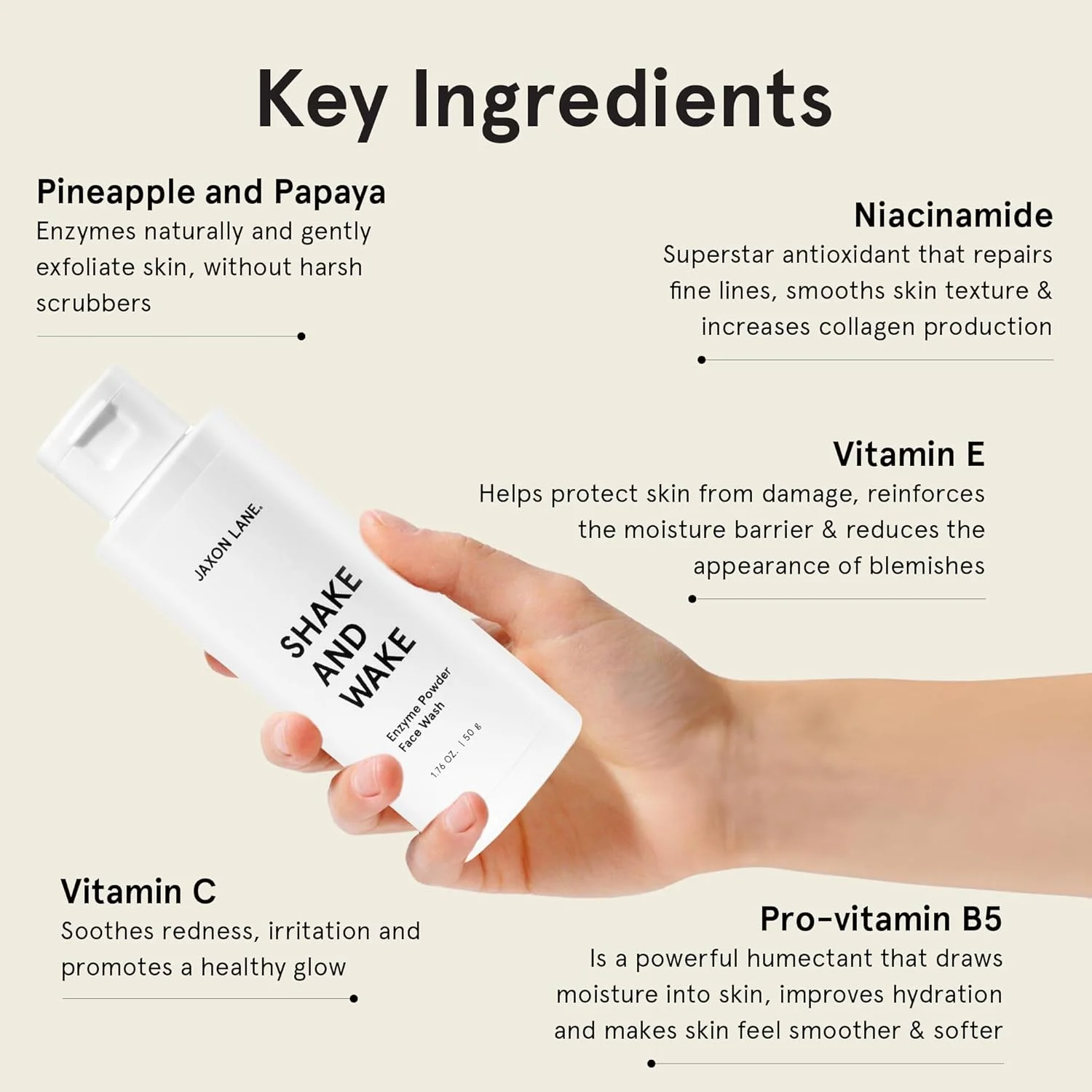 پودر آنزیم شستشوی صورت مردانه | پاک کننده پودری لایه بردار، پاک کننده آنزیم آناناس و پاپایا ضد پیری و میکروفولیانت با ویتامین C و E، نیاسینامید و AHA برای پاکسازی عمیق منافذ