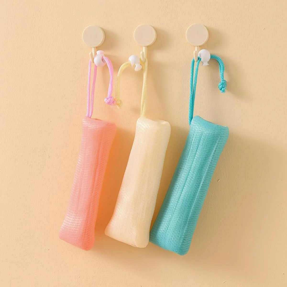 ۵ عدد کیسه توری صابون، لیف لایه بردار، کیسه توری محافظ صابون، تور فوم حباب ساز برای ابزار شستشوی صورت و بدن در حمام