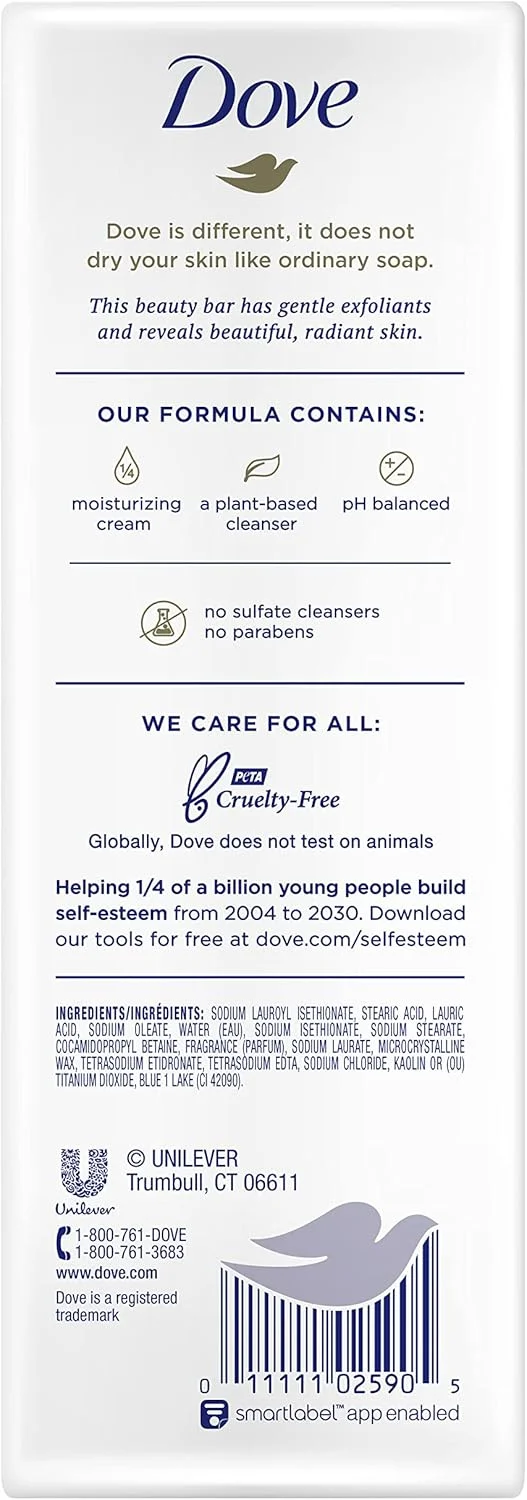 داو بیوتی بار، مرطوب کننده بیشتر از صابون معمولی، لایه بردار ملایم با پاک کننده ملایم برای پوستی نرم تر و لطیف تر، 106 گرم بسته 14 عددی