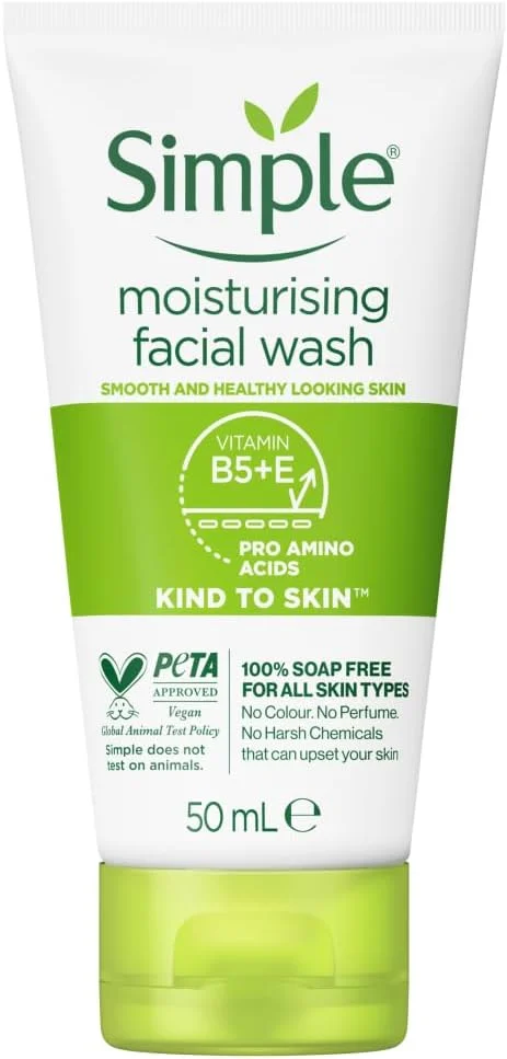 شوینده صورت مرطوب کننده پوست مهربان سیمپل 50 میلی لیتر