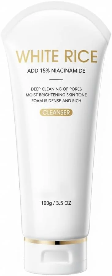 شوینده صورت برنج، شستشوی صورت با آب برنج حاوی ویتامین B3، پاک کننده فوم صورت، شوینده آبرسان صورت، شوینده ملایم صورت برای پوست خشک، شستشوی صورت صاف کننده، نرم کننده، کنترل کننده چربی، متعادل کننده (2 عدد)