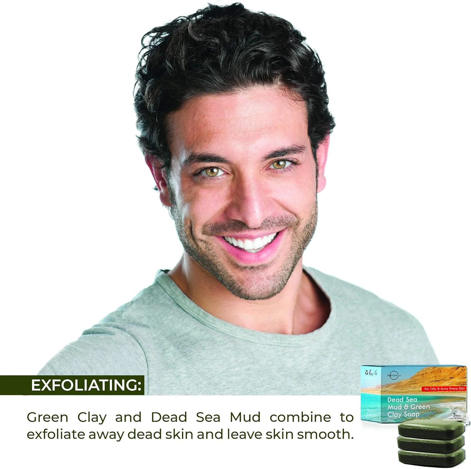 صابون قالبی خاک رس سبز و گل دریای مرده او نچرالز. 100% طبیعی. شستشوی صورت، دست و بدن. لایه بردار، سم زدا و کوچک کننده منافذ.