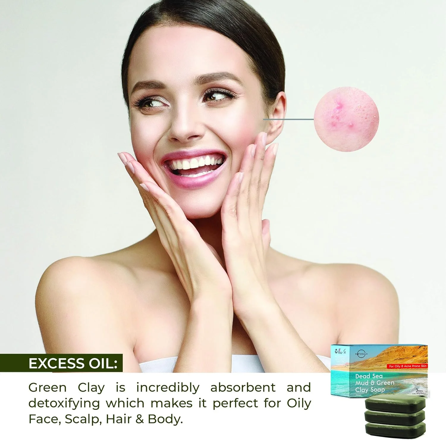 صابون قالبی خاک رس سبز و گل دریای مرده او نچرالز. 100% طبیعی. شستشوی صورت، دست و بدن. لایه بردار، سم زدا و کوچک کننده منافذ.
