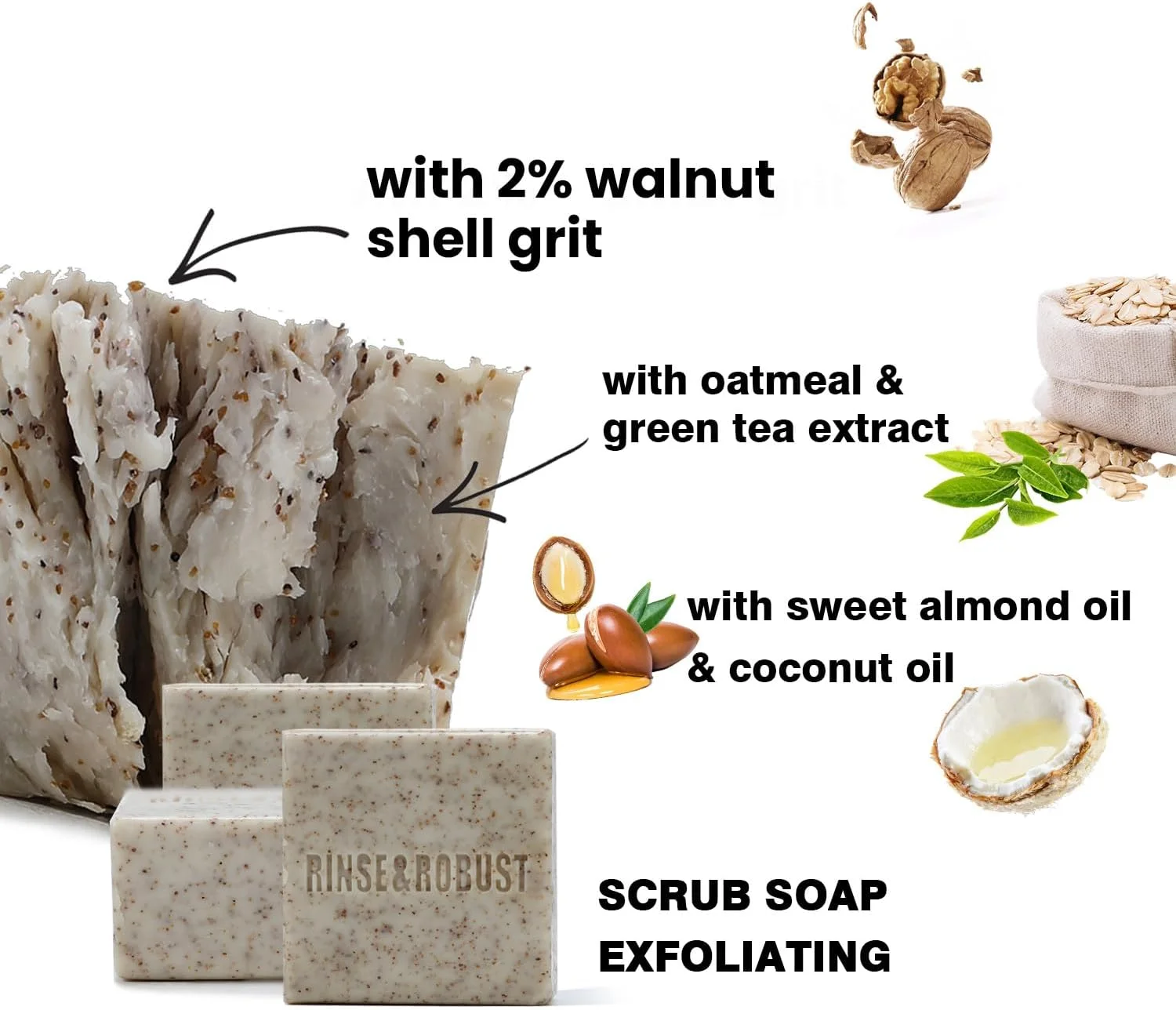 مجموعه 3 عددی صابون مردانه دست ساز طبیعی با رایحه های چرم، چوب صندل و چوب ساج - پاک کننده، مرطوب کننده و لایه بردار - 100 گرمی