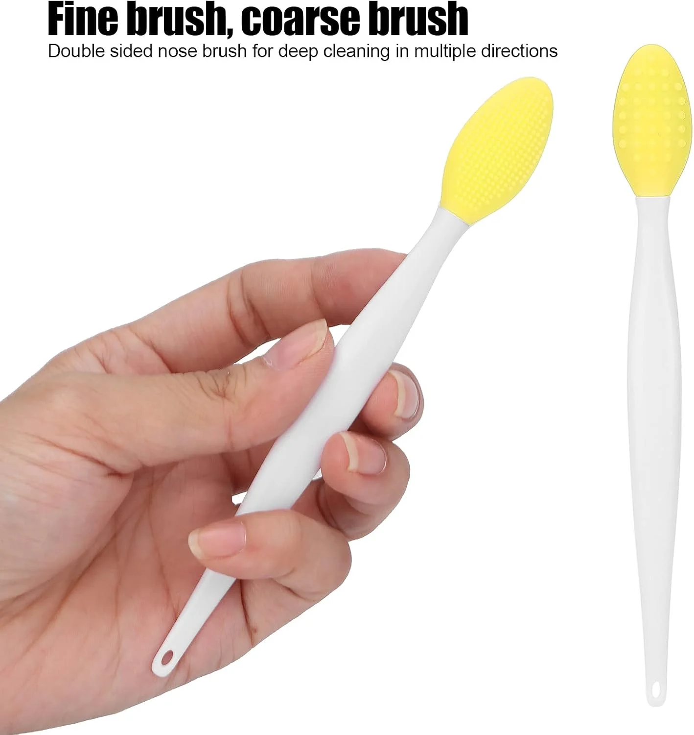 برس پاک کننده بینی سیلیکونی، برس لایه بردار لب سیلیکونی، برس لایه بردار لب با پاکسازی عمیق با دو طرفه، برس صورت برای تمیز کردن جوش های سرسیاه، لایه بردار و مرطوب کننده لب (زرد)