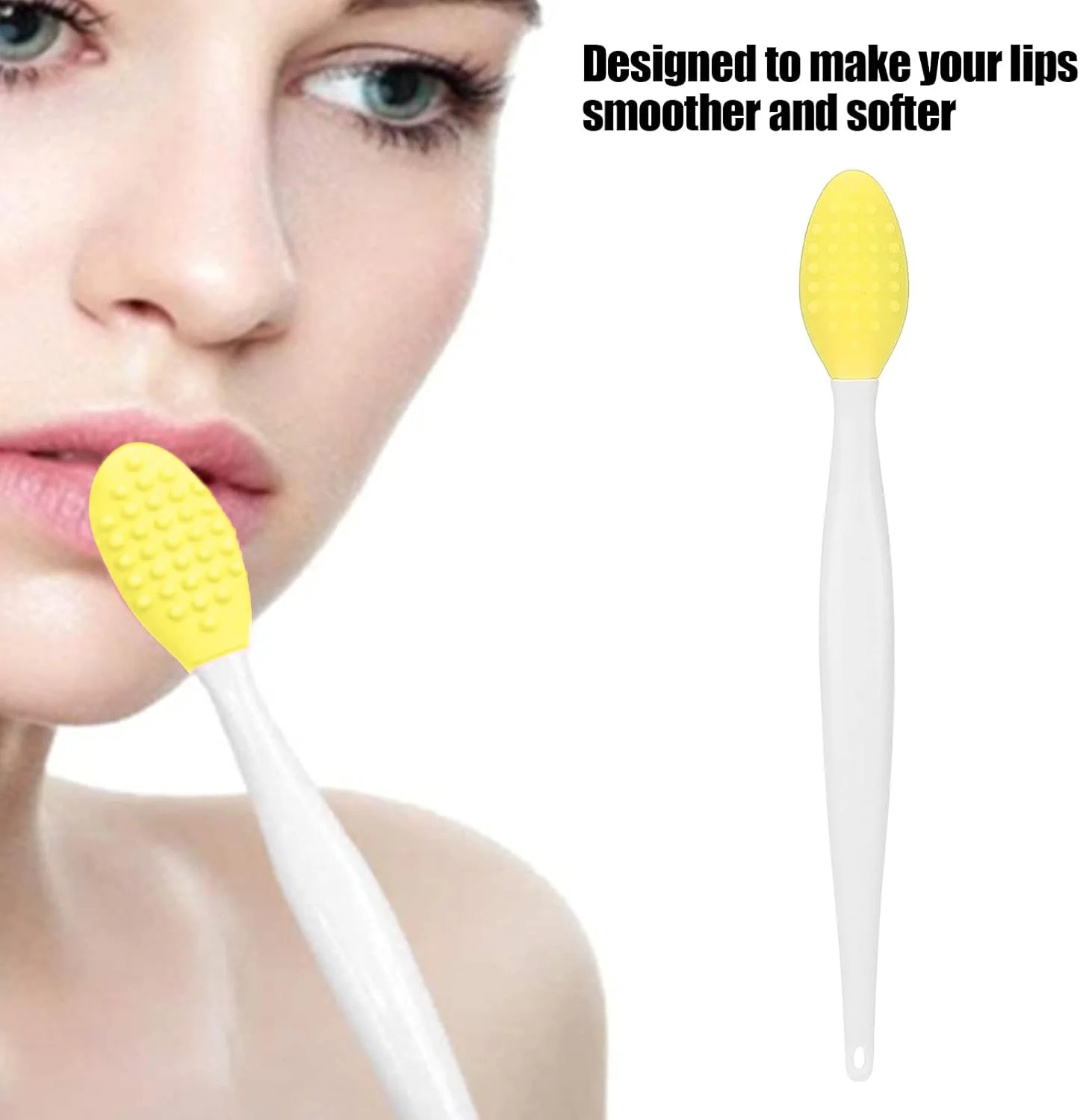 برس پاک کننده بینی سیلیکونی، برس لایه بردار لب سیلیکونی، برس لایه بردار لب با پاکسازی عمیق با دو طرفه، برس صورت برای تمیز کردن جوش های سرسیاه، لایه بردار و مرطوب کننده لب (زرد)