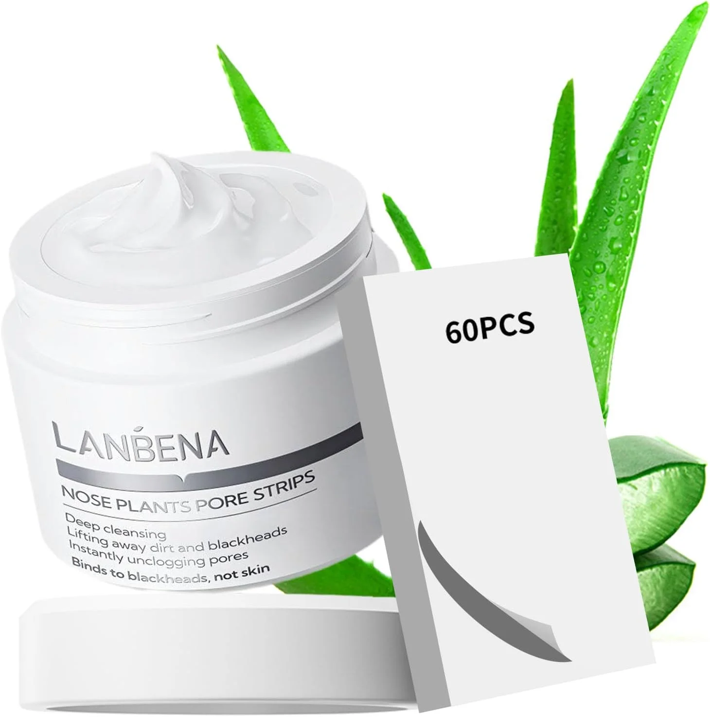 ماسک سیاه حذف کننده جوش سرسیاه LANBENA، ماسک زغال، ماسک لایه بردار، پاک کننده منافذ صورت، ماسک پاک کننده صورت، نوارهای بینی (30 گرم) (رز) ؟ (سفید)