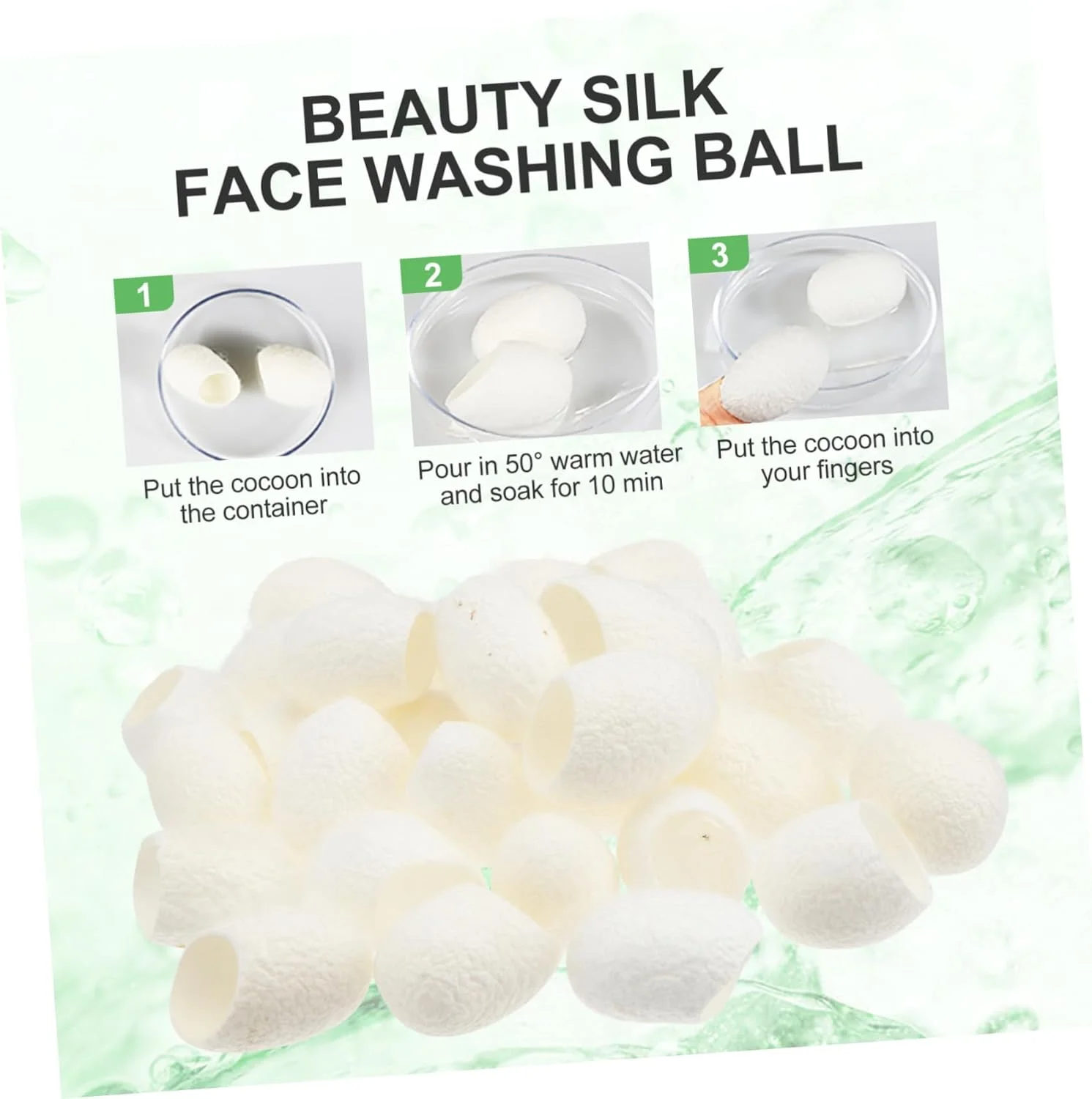 ۱۰۰ عدد توپ کرم ابریشم طبیعی و ارگانیک PLAFOPE برای مراقبت از صورت، لایه برداری و اسکراب پوست، حذف جوش های سرسیاه، توپ های طبیعی ملایم زیبایی