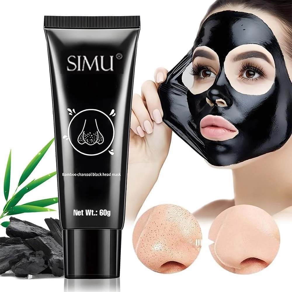 ماسک حذف کننده جوش سرسیاه KASTWAVE، 60 گرم، ماسک لایه بردار زغال فعال سیاه، ماسک پاک کننده عمیق منافذ آکنه جوش سر سیاه برای بینی، ژل تصفیه کننده صورت برای انواع پوست