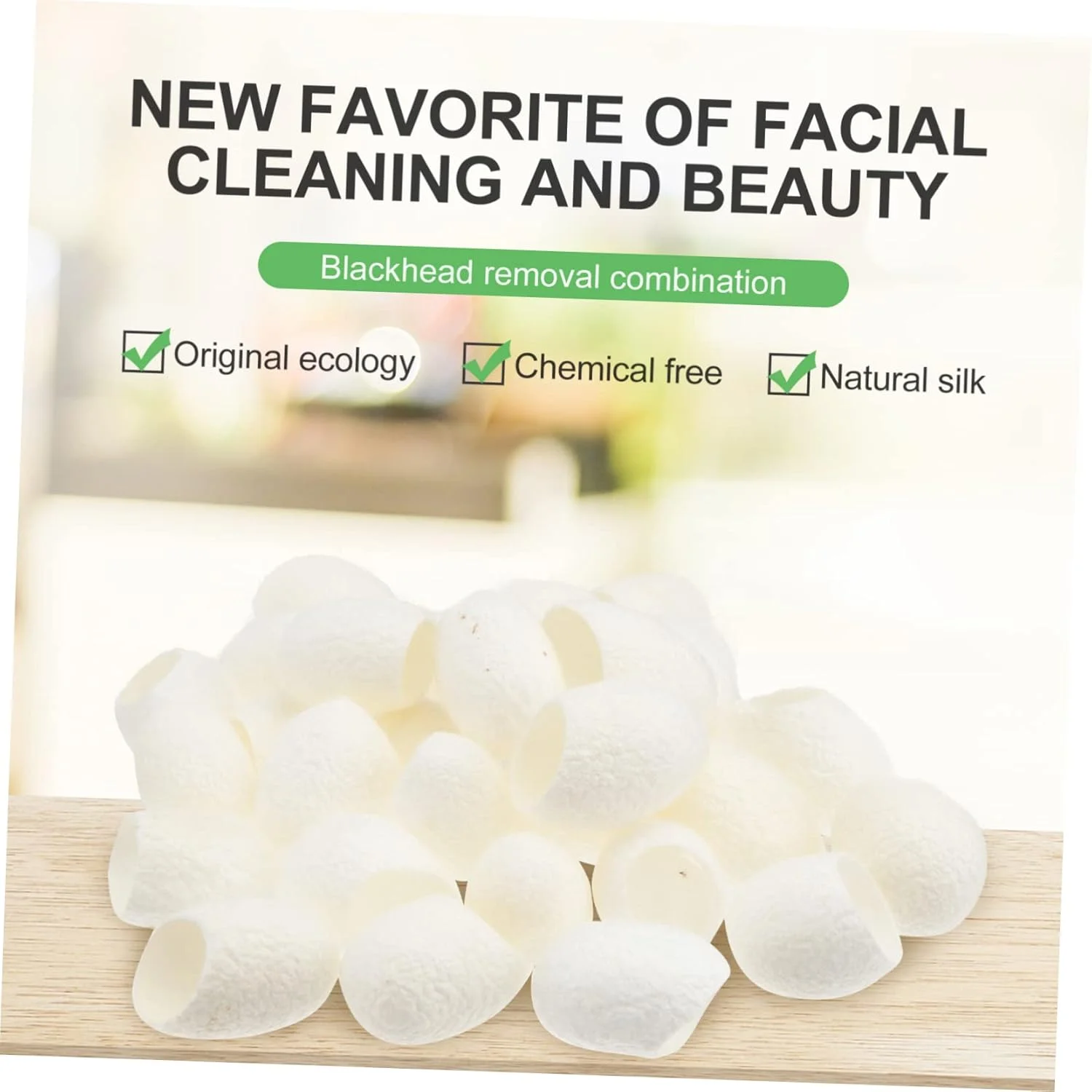 ۱۰۰ عدد توپ کرم ابریشم طبیعی و ارگانیک PLAFOPE برای مراقبت از صورت، لایه برداری و اسکراب پوست، حذف جوش های سرسیاه، توپ های طبیعی ملایم زیبایی