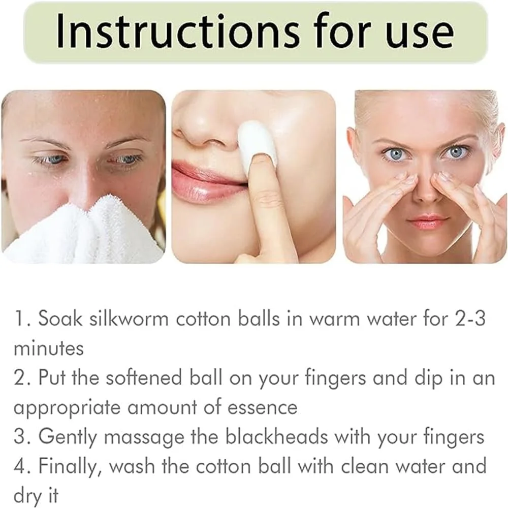 مجموعه حذف جوش سرسیاه KASTWAVE، ماسک بینی به همراه 2 پیله ابریشم طبیعی، توپ های ابریشمی لایه بردار برای جای جوش و حذف چین و چروک، دستیابی به پوستی سالم و درخشان