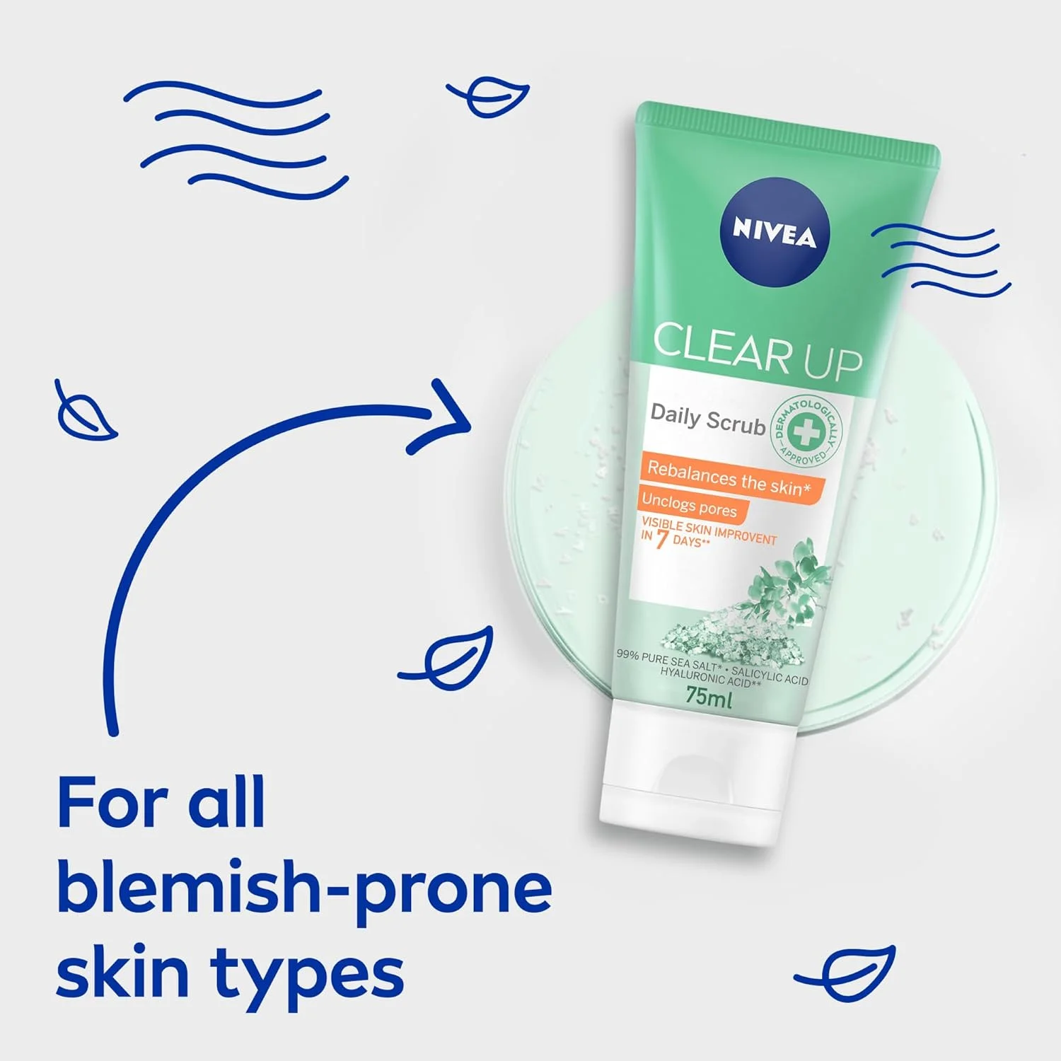 اسکراب صورت روزانه لایه بردار نیوآ، پاک کننده، رفع انسداد منافذ، بهبود قابل مشاهده پوست، نمک دریا، سالیسیلیک و هیالورونیک اسید، 75 میلی لیتر اسکراب صورت روزانه لایه بردار نیوآ، پاک کننده، رفع انسداد منافذ، بهبود قابل مشاهده پوست، نمک دریا، سالیسیلیک و هیالورونیک اسید، 75 میلی لیتر