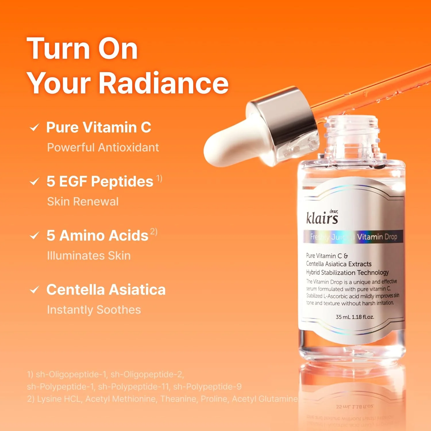 قطره ویتامین C تازه فشرده شده Klairs، 5% ویتامین C خالص، سرم ویتامین C، 35 میلی لیتر