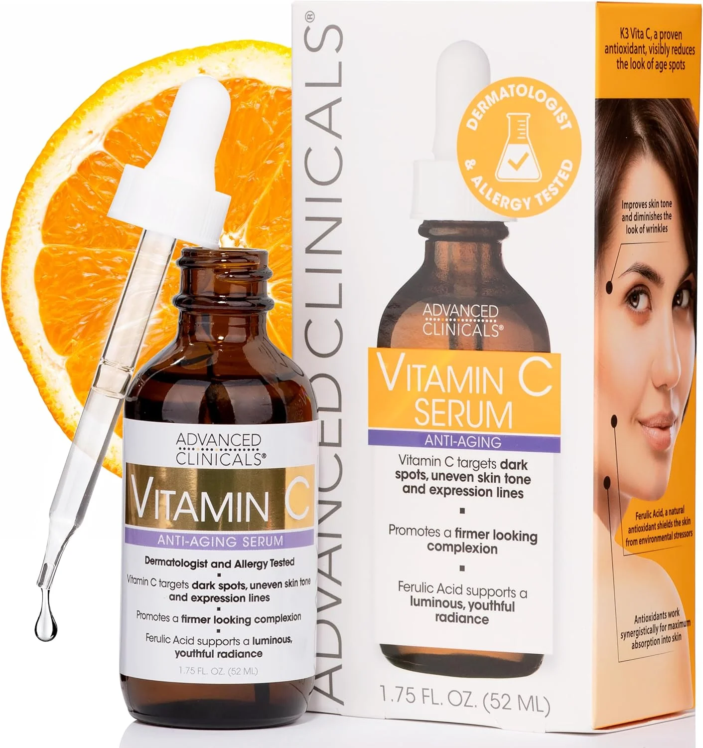 سرم ویتامین C پیشرفته کلینیکالز برای ضد پیری، لکه‌های تیره، یکنواخت نبودن رنگ پوست، خطوط پنجه کلاغی و خطوط اخم، 52 میلی لیتر