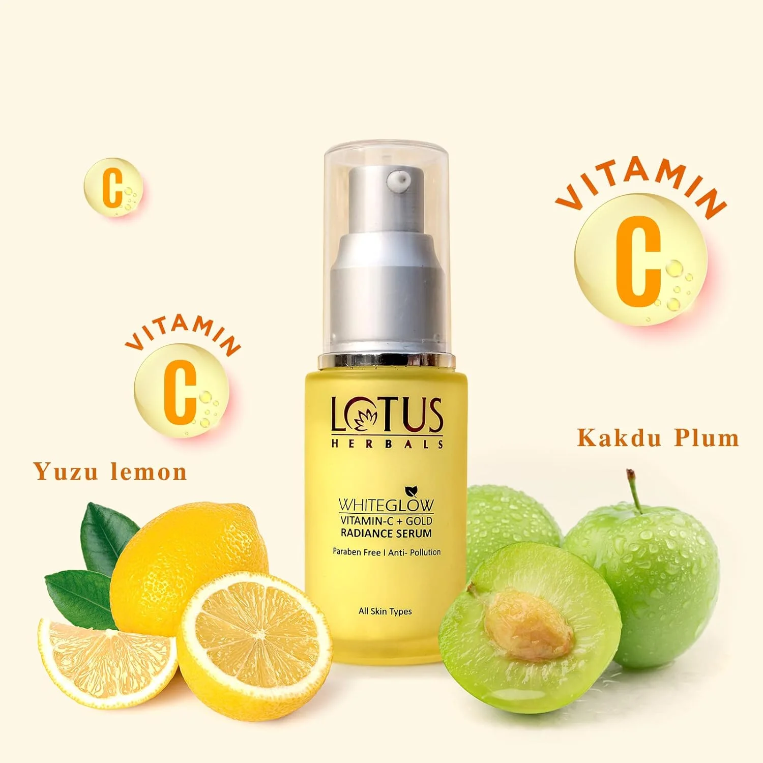 سرم صورت لوتوس هربالز وایت گلو، حاوی ویتامین C و ذرات طلا | مناسب پوست های کدر و خشک | روشن کننده و آبرسان | 30 میلی لیتر، زرد سرم صورت لوتوس هربالز وایت گلو، حاوی ویتامین C و ذرات طلا | مناسب پوست های کدر و خشک | روشن کننده و آبرسان | 30 میلی لیتر، زرد