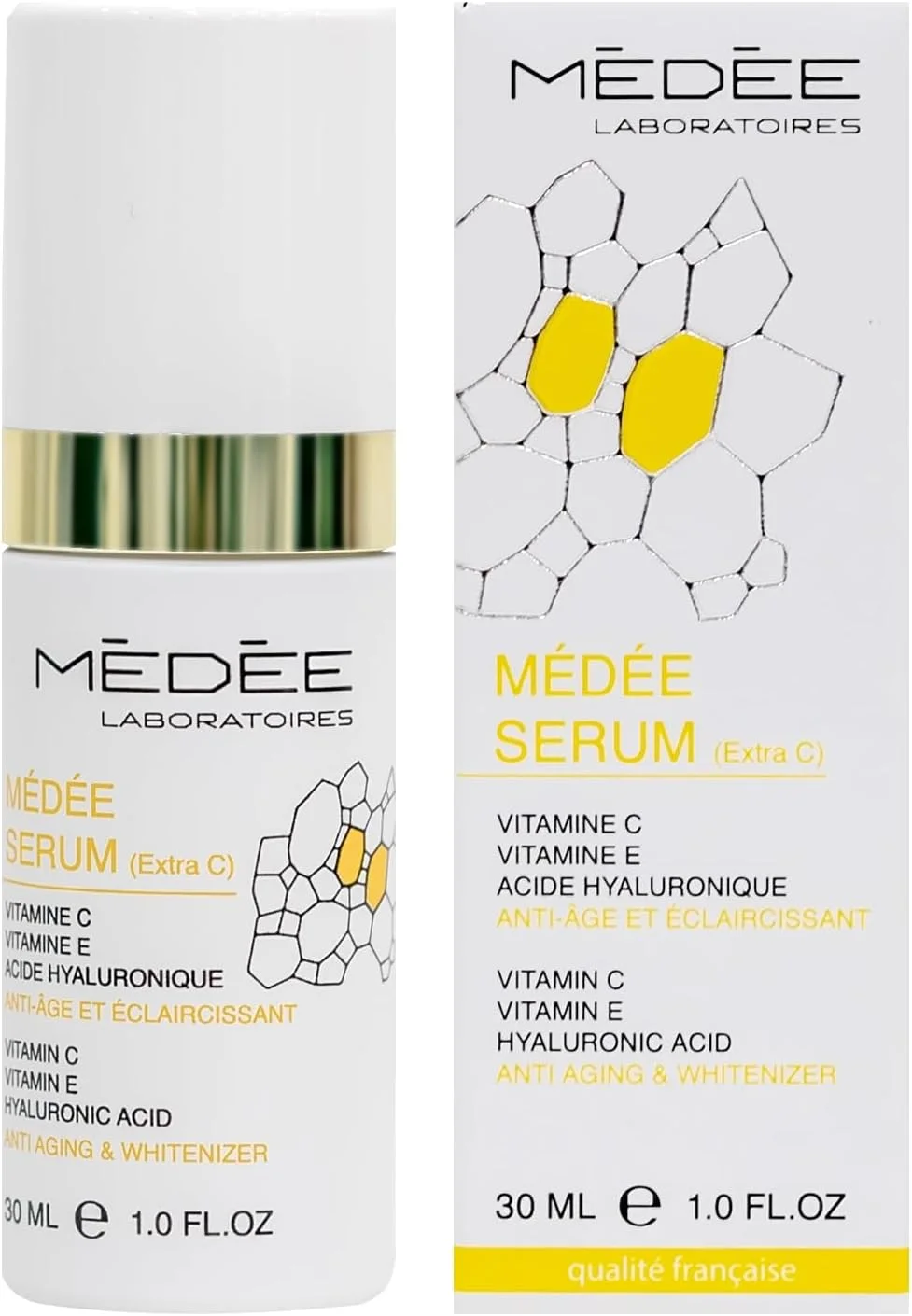سرم ویتامین C مدی اکسترا C با حجم 30 میلی لیتر، حاوی 15% ویتامین C، ضد پیری، روشن کننده، ویتامین E و هیالورونیک اسید، مناسب برای انواع پوست و پوست حساس