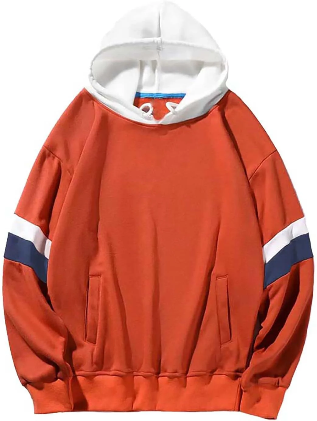 هودی مردانه پولیور. هودی ساده مردانه پنبه ای نرم (نارنجی، L)