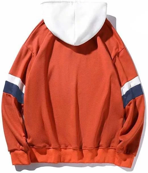 هودی مردانه پولیور. هودی ساده مردانه پنبه ای نرم (نارنجی، L)