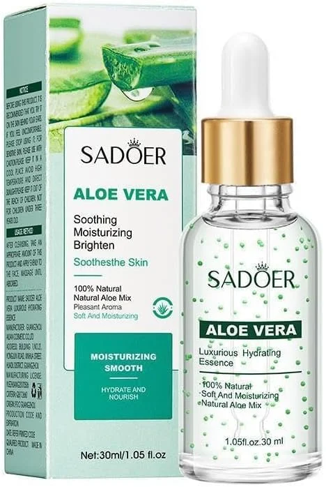 سرم صورت آلوئه ورا SADOER، اسانس مرطوب کننده طبیعی، فرمول تسکین دهنده و روشن کننده، 30 میلی لیتر
