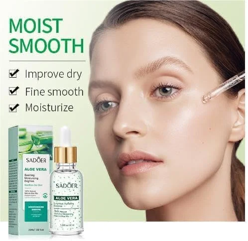 سرم صورت آلوئه ورا SADOER، اسانس مرطوب کننده طبیعی، فرمول تسکین دهنده و روشن کننده، 30 میلی لیتر