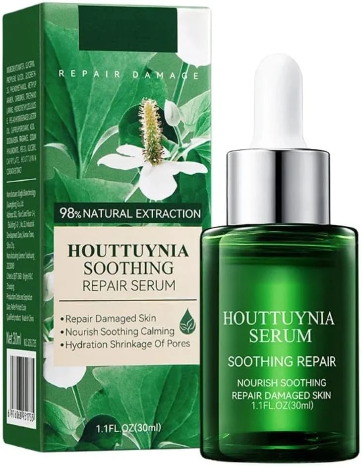 سرم ترمیم کننده و تسکین دهنده هوتونیا کورداتا با ویتامین C، آلوئه ورا و آربوتین - اسانس کوچک کننده منافذ، مرطوب کننده برای پوست حساس، ترمیم کننده سد دفاعی پوست، روشن کننده و آبرسان، حجم 30 میلی لیتر