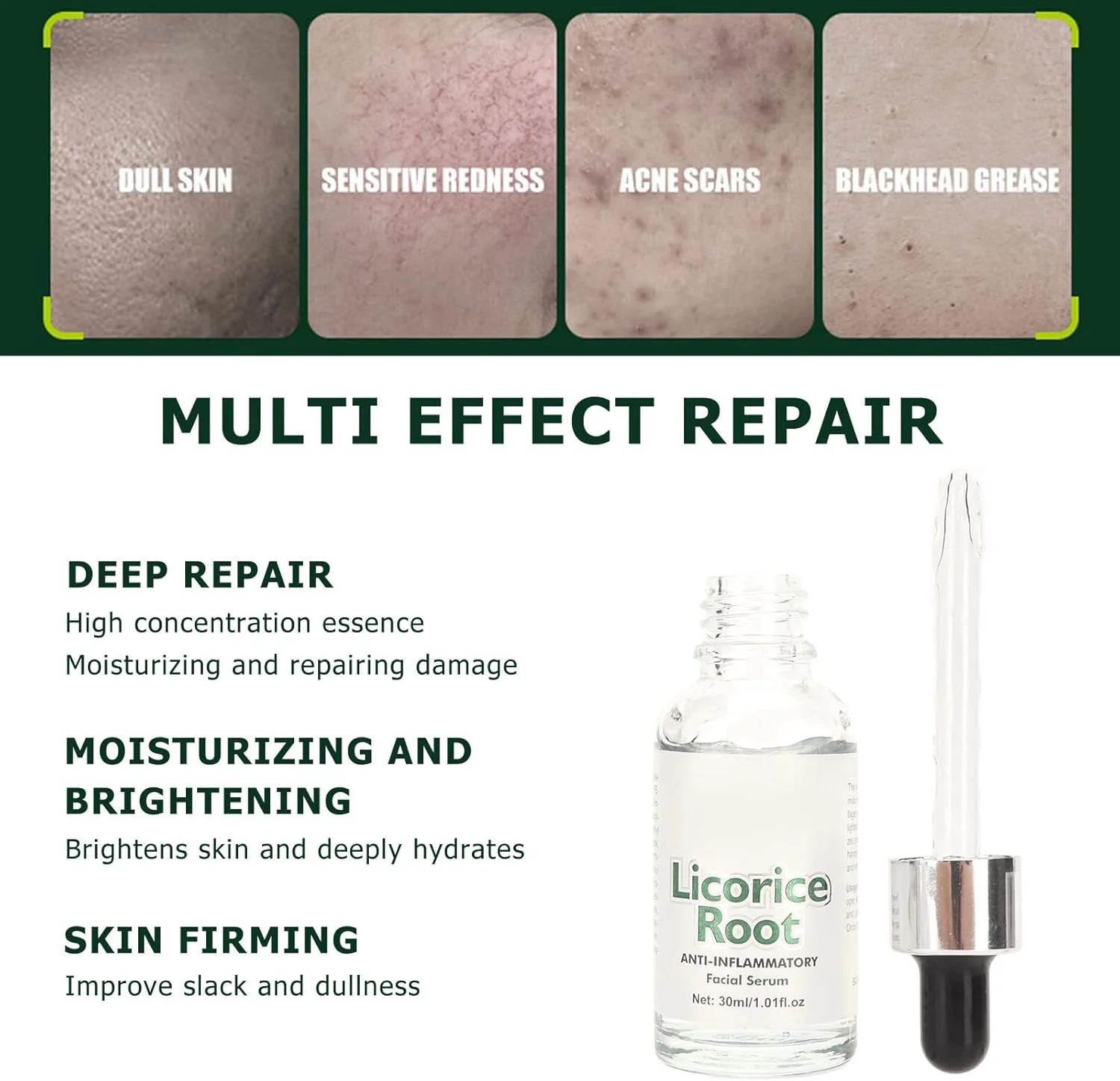 سرم صورت، سرم صورت مرطوب کننده و روشن کننده برای ترمیم پوست 30 میلی لیتر